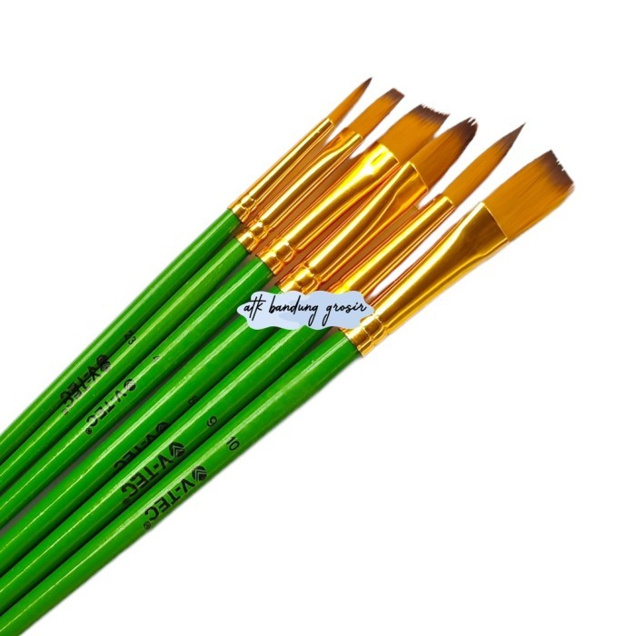 

kuas Lukis V-Tec Brush Bahan Nilon A0278-6 Set 6 Flat & Round