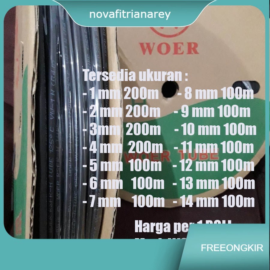 HEATSHRINK merk WOER per ROLL / ISOLASI BAKAR 13mm 14mm selang tubing tube insulator