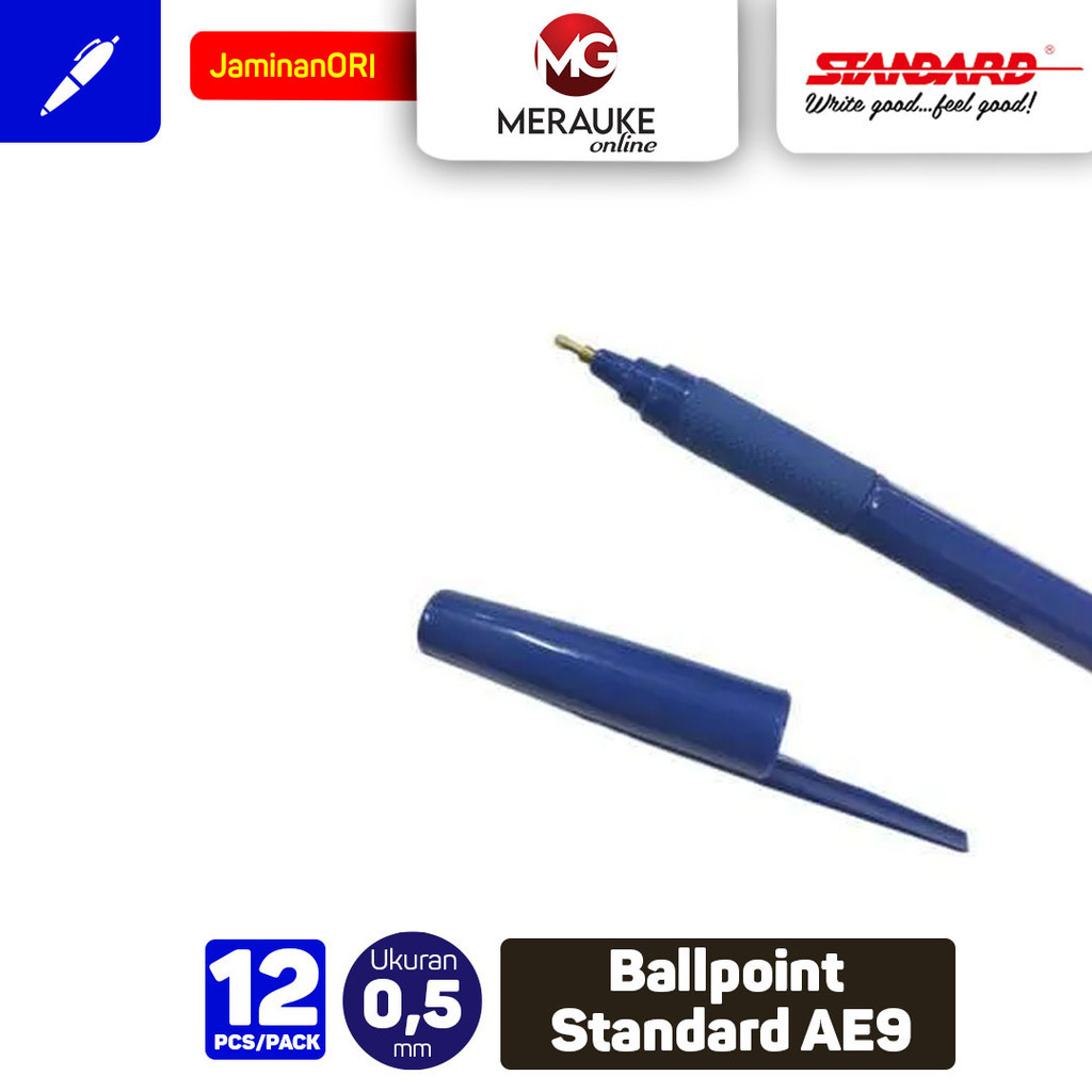 

RK Ballpoint STANDARD AE9 0.5mm - Biru (1 Pack isi 12 Pcs)