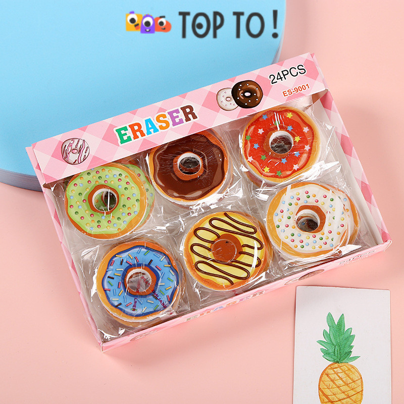 

(1pcs) Penghapus Bulat Motif Karakter Lucu / Eraser Pensil Karakter Setip Stip Donat Gambal Lucu