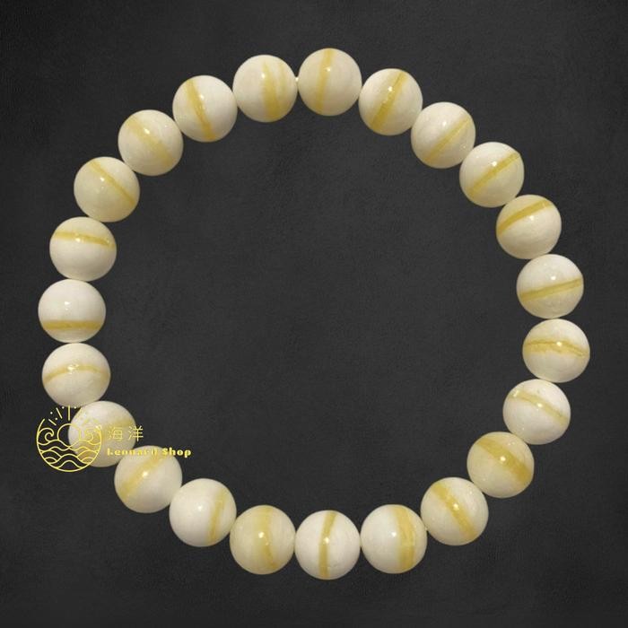 GELANG KULIT KERANG SUPER MATA KUCING ASLI 100% PUTIH SERAT EMAS / PUTIH MUTIARA BAHAN BERKUALITAS N