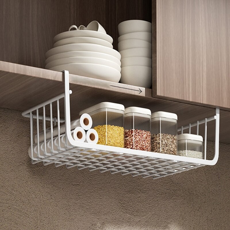 Hanging Net Basket Home Large Capacity Hanging Under The Cabinet Storage Shelves Spice Dishes Storag