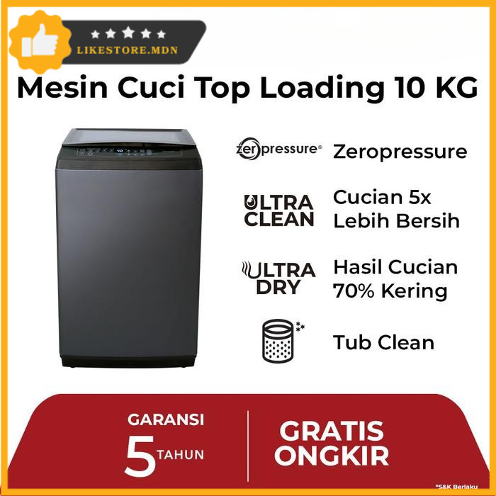 POLYTRON MESIN CUCI 1 TABUNG 10KG PAW-1029TY