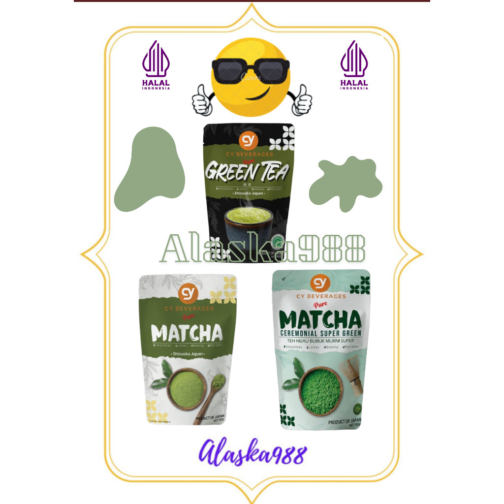 

CY Beverages Pure Matcha Green Tea Ceremonial Powder - Bubuk Matcha Ceremonial Green Tea 100 Gram
