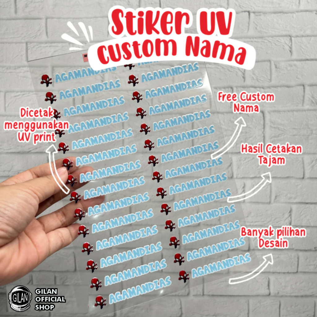 

KARIMIKA Sticker Label Nama UV DTF 30Pcs Stiker Custom barang botol tempat makan Piring Casing Hp