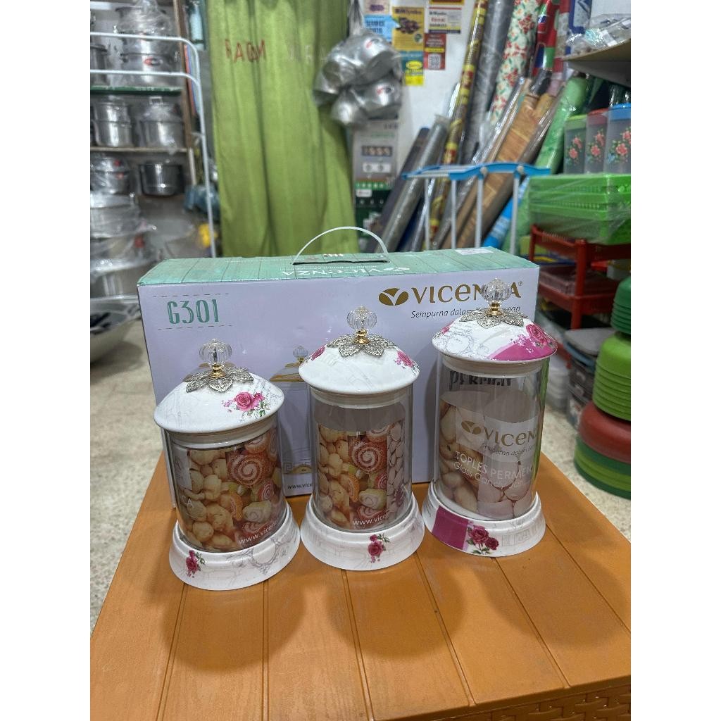 VICENZA Toples Permen Kaca Toples Permen Kaca Original Vicenza / Toples Lebaran / Toples Kue - Perme