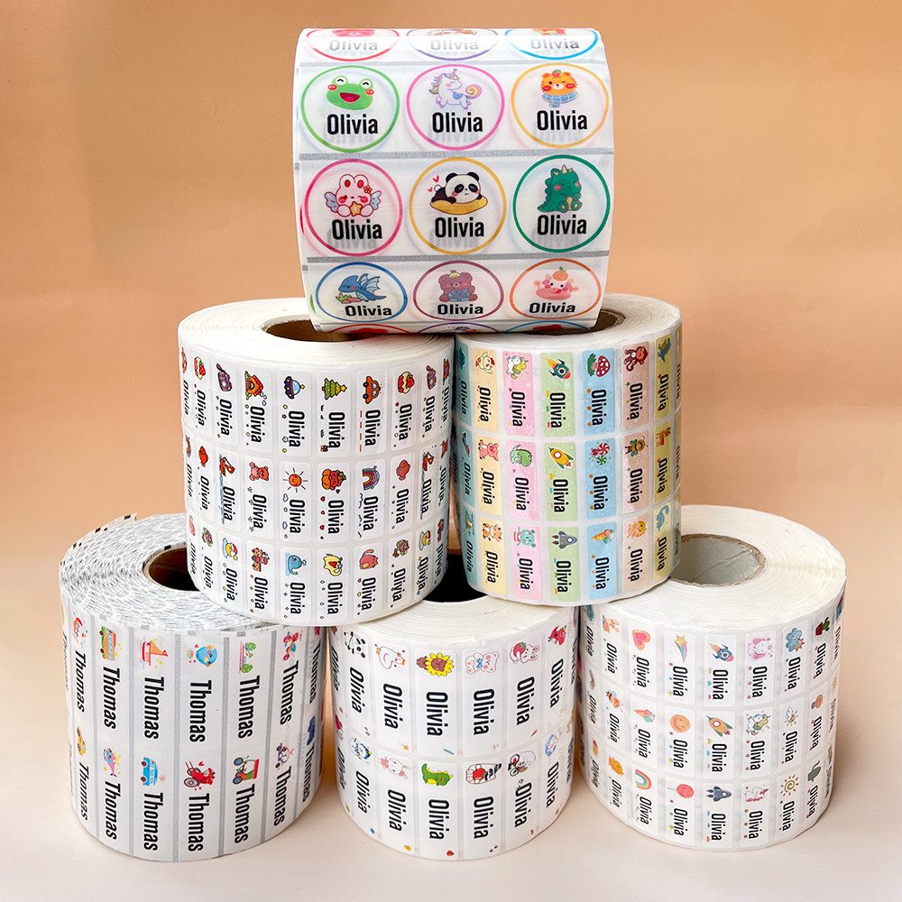 

Custom Children Name Tag Stickers Waterproof Personalized Stationery First Name Labels Variety Kawaii Patterns Decals for Kids