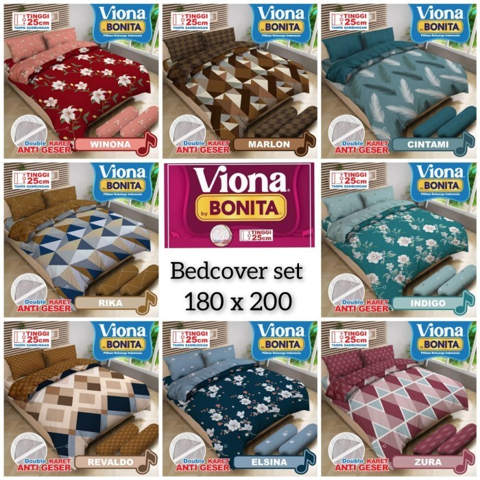 

(Diskon Akhir Tahun) Bed Cover Set Flat Bonita Viona 180X200 No.1 King Size B2 Tinggi 25Cm