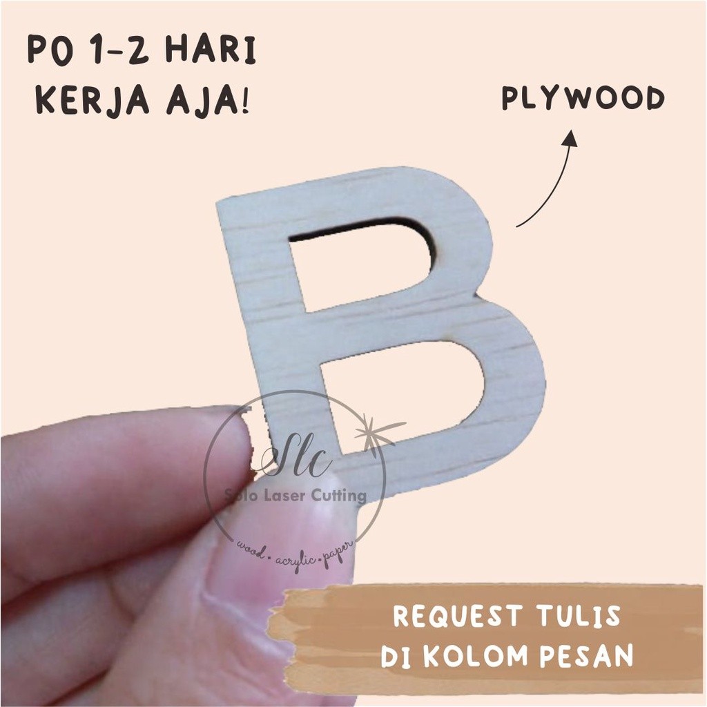 KAYU 1,5CM HURUF ABJAD (A-Z), INITIAL NAMA KAYU ABJAD HURUF TIMBUL DEKORASI MAHAR SESERAHAN MAS KAWI