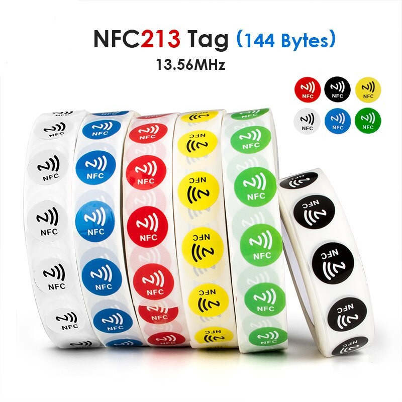 

6pcs NFC Ntag213 144 Bytes Wet Tag Stickers 13.56MHz ISO14443A Ntag 213 Chip RFID Adhesive Tag Label For NFC Phone 6 Colors
