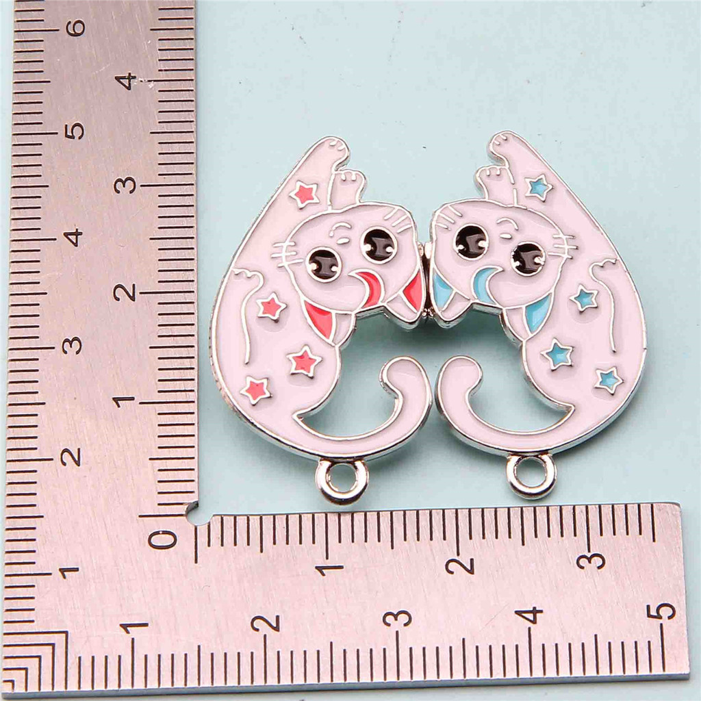 3sets new best friend magnet attracts love alloy jewelry pendant mermaid splicing DIY necklace acces