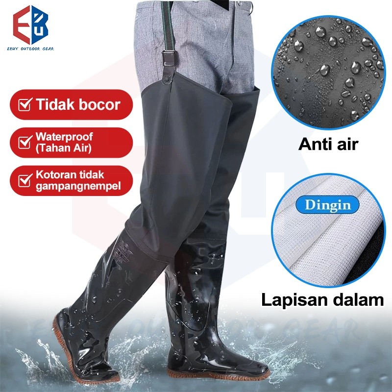 Ebuy Outdoor Gear Sepatu Boot Sawah/ Karet Anti Keong Sawah Petani Panjang Sampai Paha Lapis Ganda L