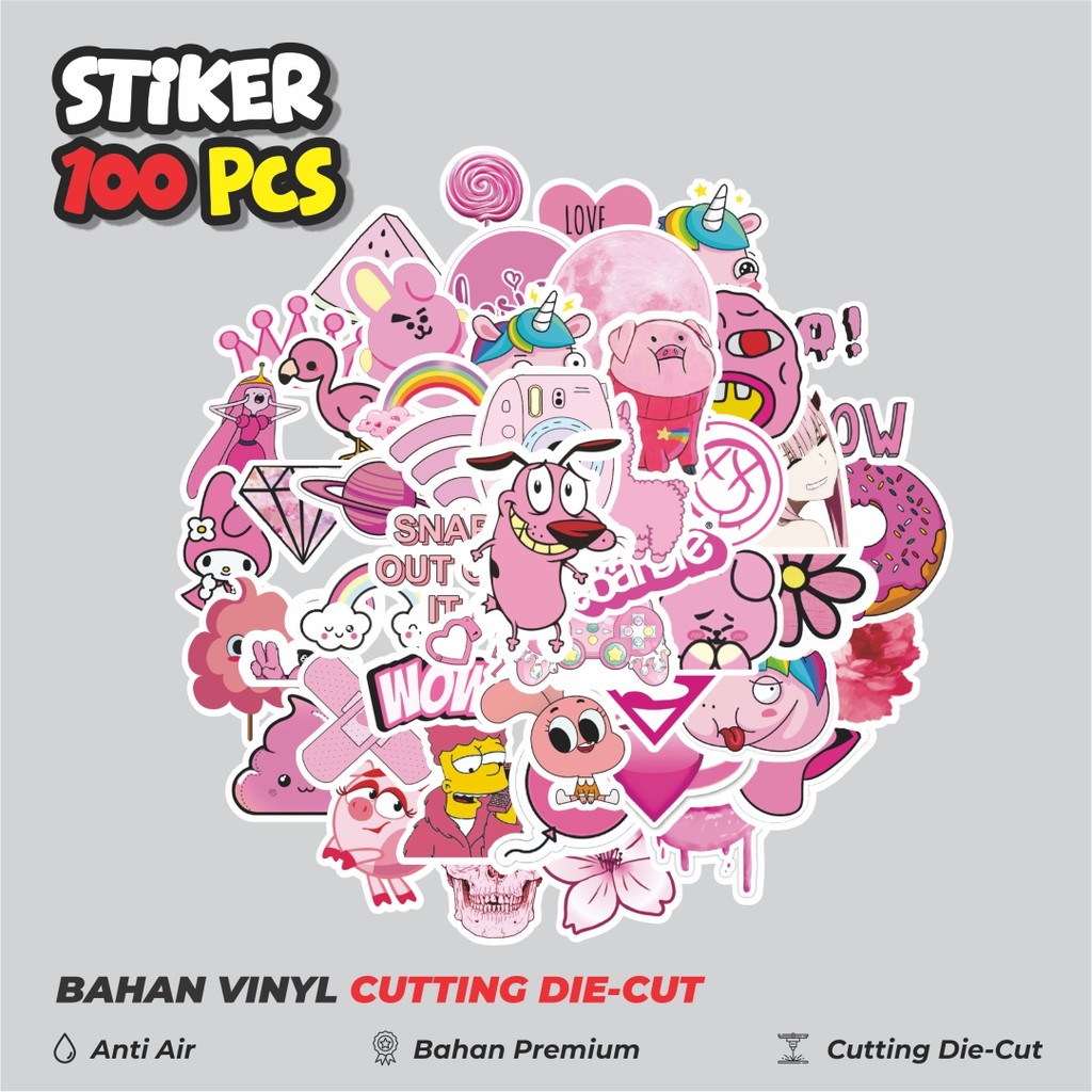 

Terbaru! 50 pcs Stiker Pink Aesthetic Pinterest V5 Dekorasi Lucu Kreatif untuk Notebook, Skateboard, HP