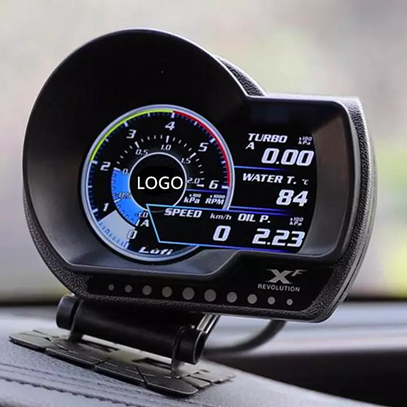 Newest LUFI XF OBD2 Plug Digital Hud Turbo Boost Oil Pressure Temperature Gauge Afr RPM Fuel Speed E