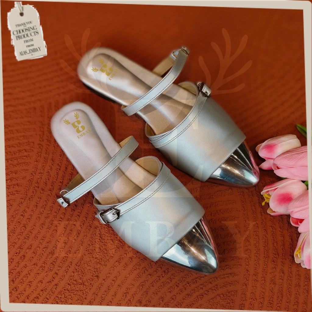 EMBAY - GODIVA SILVER Sandal Mules Wanita 2025