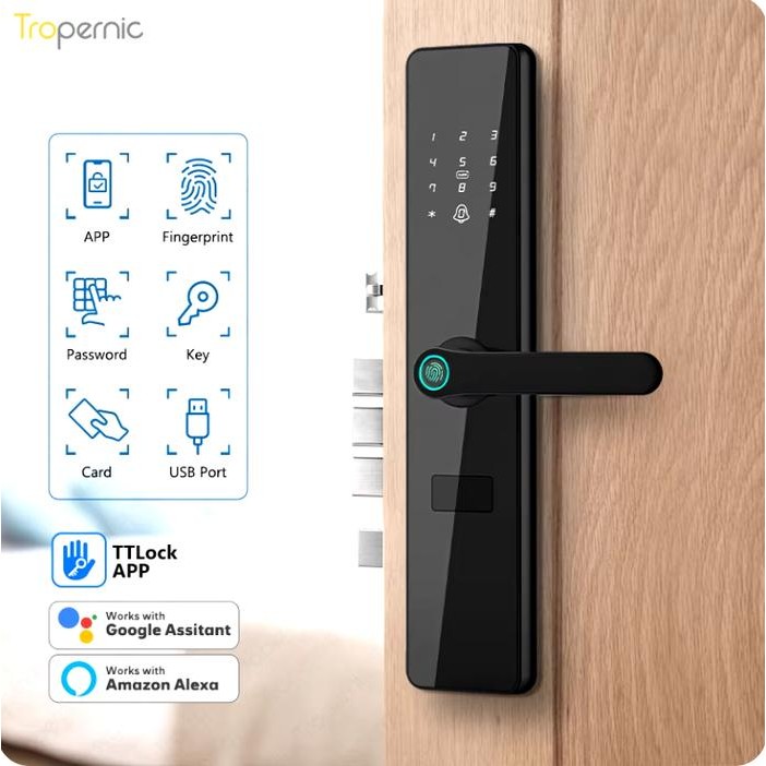 

Set Gagang Pintu Digital Aplikasi HP SMART Fingerprint Kartu Akses Pasword Door Lock Handle - YS24Sale