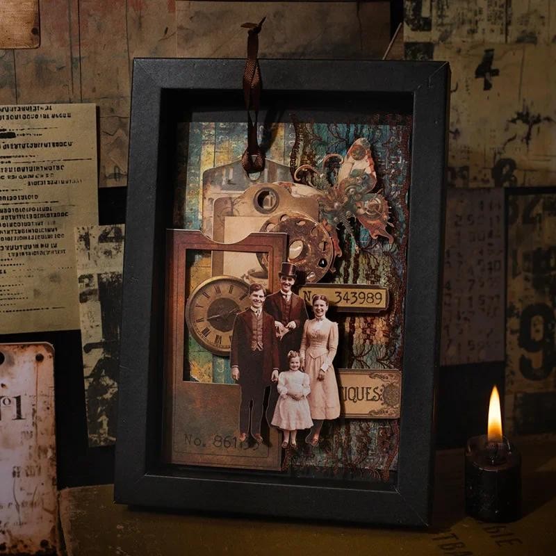 

55Pcs Material Retro Handbook Digital Hard Card Handmade Priming Notebooks Background Writing Pads Scrapbook 171*116mm