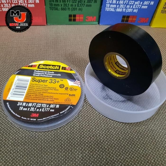 

Scotch 35 & 33+ Isolasi Vinyl Electrical Tape 19mm x 20,1m Warna 3 M Scotch Solasi Listrik - Hitam