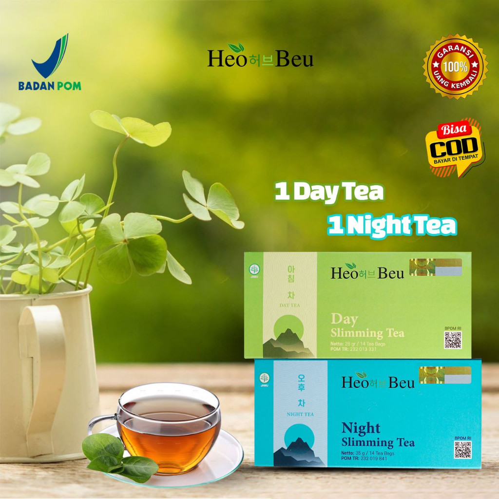 

HeoBeu 1 Paket Pagi & Malam Heo Beu Slimming Tea / Teh Pelangsing Heo Beu 14pcs / Box HeoBeu Slimming Tea HeoBeu Pelangsing Teh