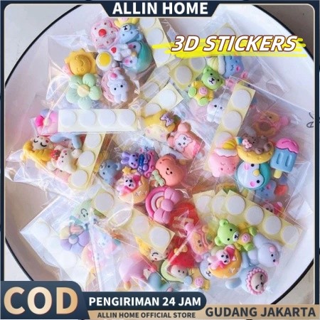

Allinhome 4PCS TERMOS Sticker 3D Stereo DIY Stiker Botol Air Minum / 3D Stiker Ponsel Kulkas
