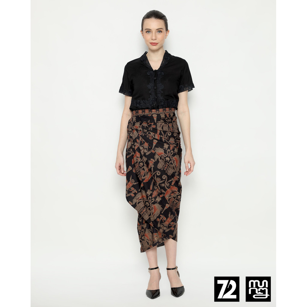 ROK BATIK SPAN Skirt Lilit Kebaya Instan Modern Wanita Motif Adat Warna Hitam 725126 Cap 72 - Rok Ba