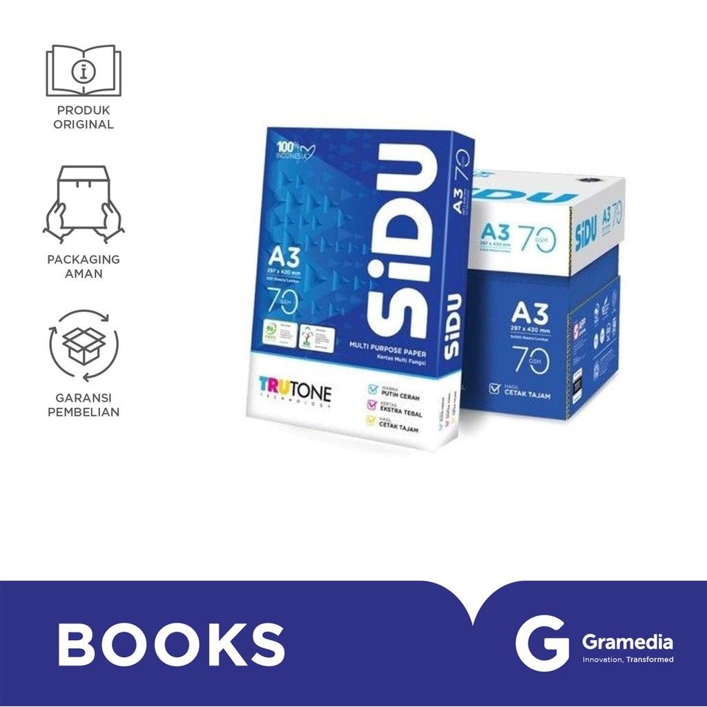 

Kertas Fotocopy Sidu A3 70Gram ( Gramedia )
