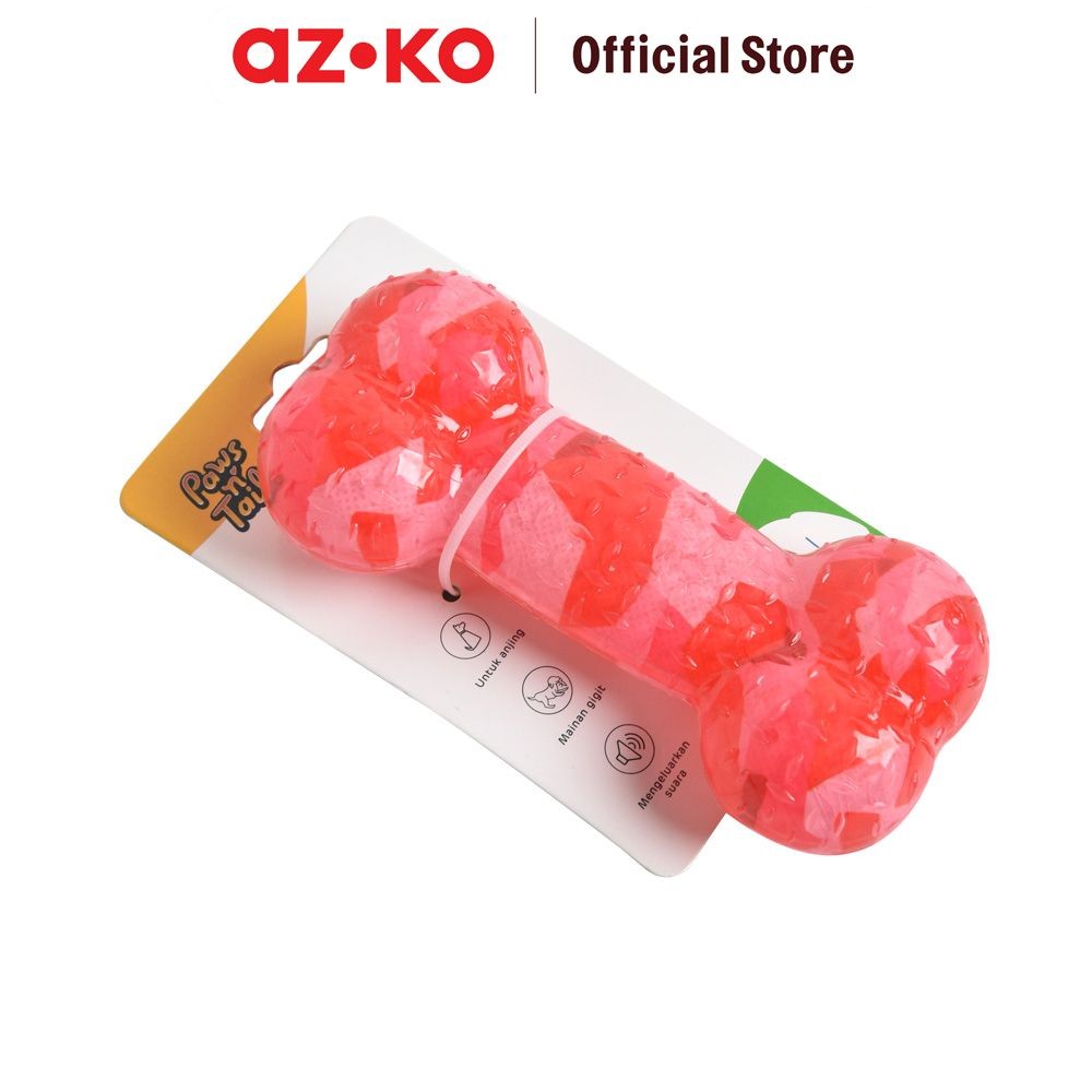AZKO Paws N Tail Mainan Anjing Tulang Tpr Dengan Suara - Merah Dog Toys Perlengkapan Bermain Anjing 
