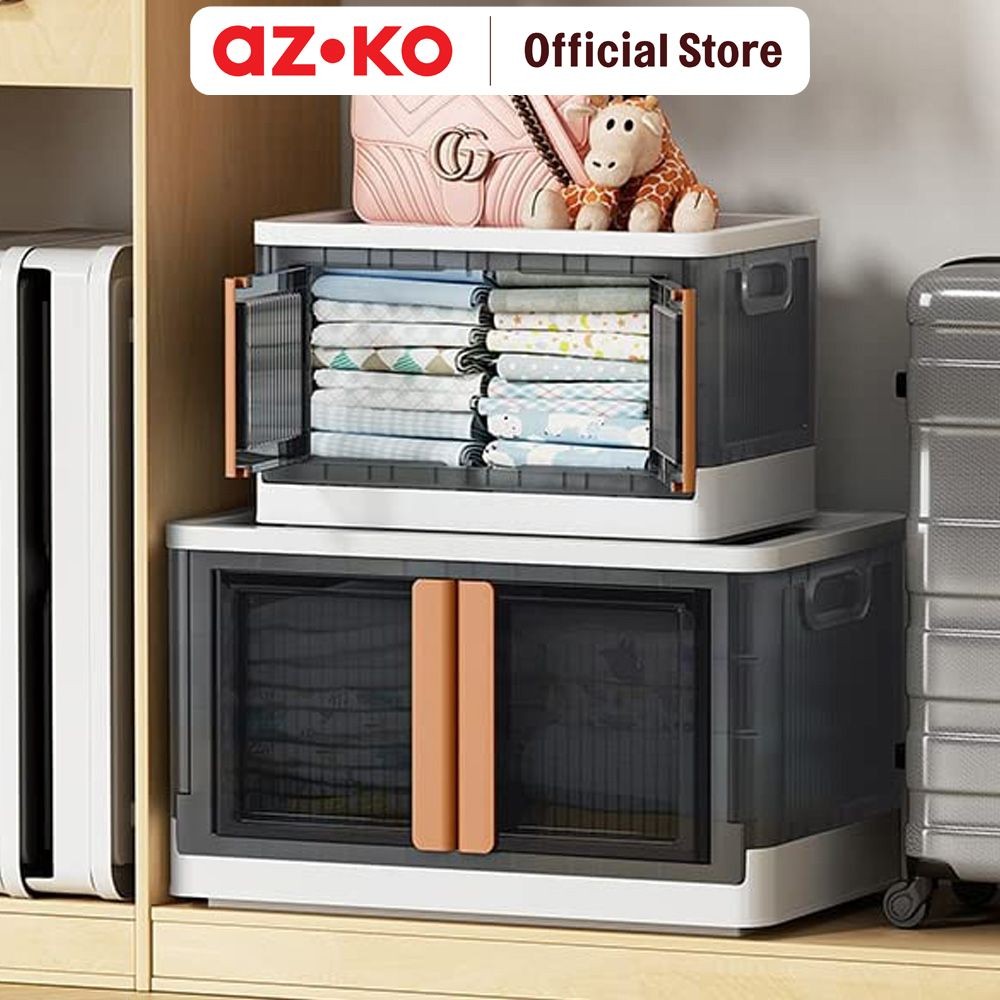 AZKO Stora Kotak Penyimpanan Lipat Front Opened Foldable Box Container Box Kotak Serbaguna Wadah Sim