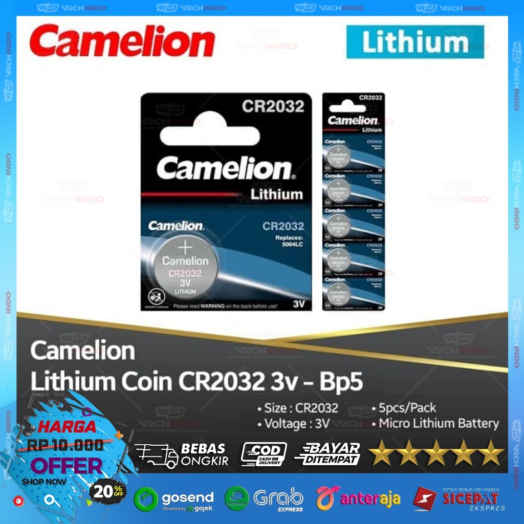 Battery / Bateray / Batray / Batre / Baterai 3V CR-2032 - CR2032 CMOS | Camelion Original !!