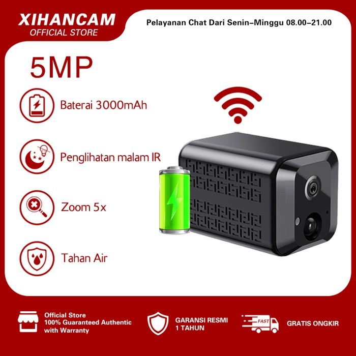 Promo XIHANCAM 5MP Kamera cctv mini tersembunyi Tanpa Kabel Spy Camera Wifi  - 5MP-Wifi, Tidak