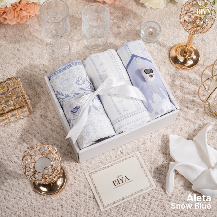 ✨LARIS✨-MUKENA TAZBIYA SPECIAL GIFT EXCLUSIVE KOMBINASI / KADO / HAMPERS - ALETA SNOW BLUE