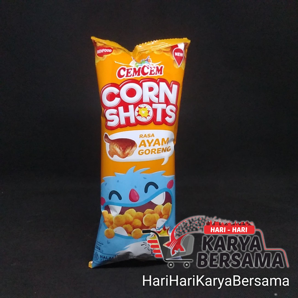 

MAKANAN RINGAN SNACK CEMCEM CORN SHOTS RASA AYAM GORENG 55GR