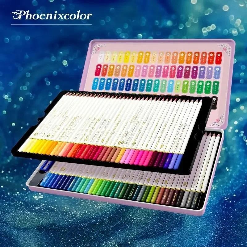 

Phoenixcolor Oily Colored Pencil Gift Box Student Sketch Drawing Art Tin Box 72 Colors Children's Drawing Colored Pencils Set