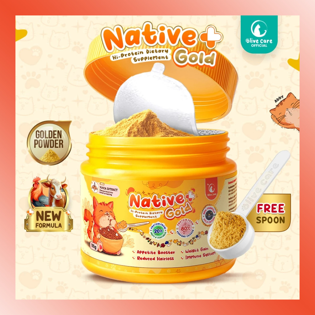 LAMMORO > OC01 Olive Care Vitamin Kucing NATIVE+ GOLD Protein Tinggi GOLDEN POWDER Penambah Nafsu Ma