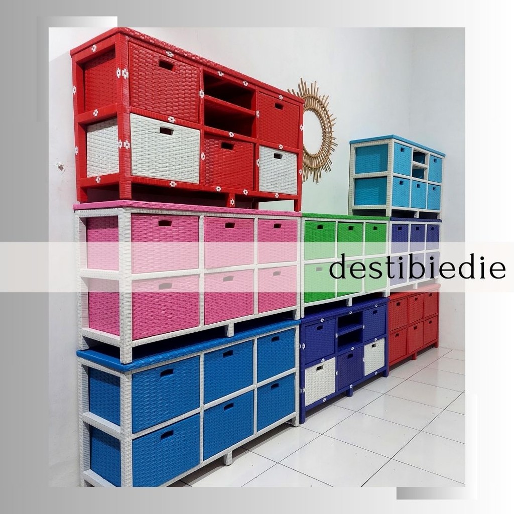 RAK TV DVD ROTAN SINTETIS DESAIN MINIMALIS MODERN