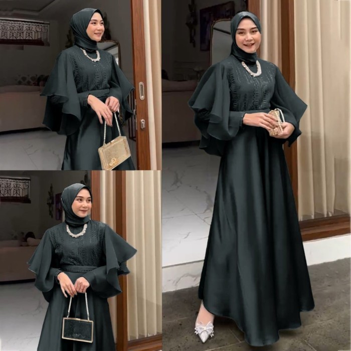 Gamis Wanita Keren Murah Bahan Bagus /KS ALMIRA Dress maxi gamis muslim polos bahan satin velvet Baj
