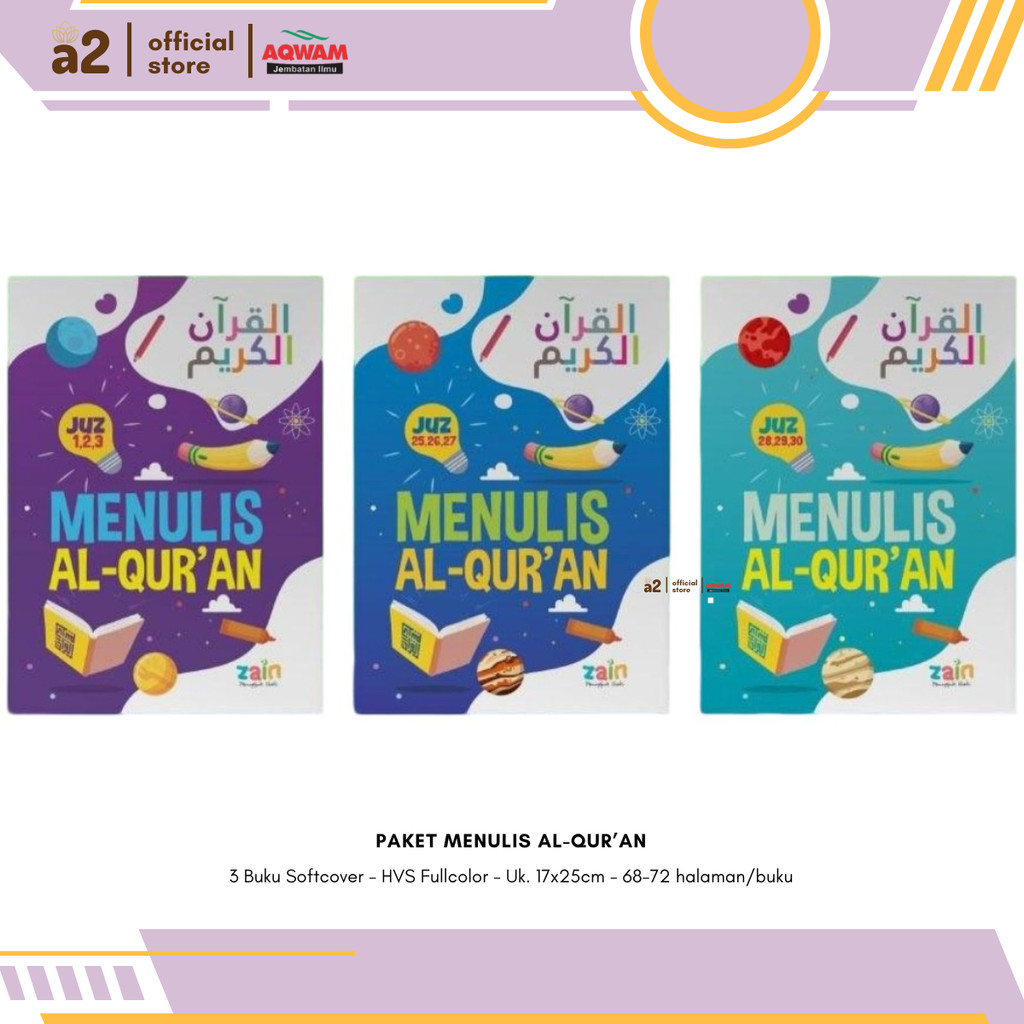 [Aqwam Zain] Paket Menulis Alquran For Kids Isi 3 Buku Free Buku Panduan Menulis Hijaiyah