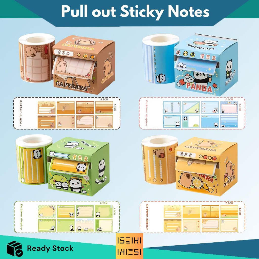 

Colorful Sticky Roll Notes Panda/Capybara Perfect for Organizing Highlighting and Creative Jotting