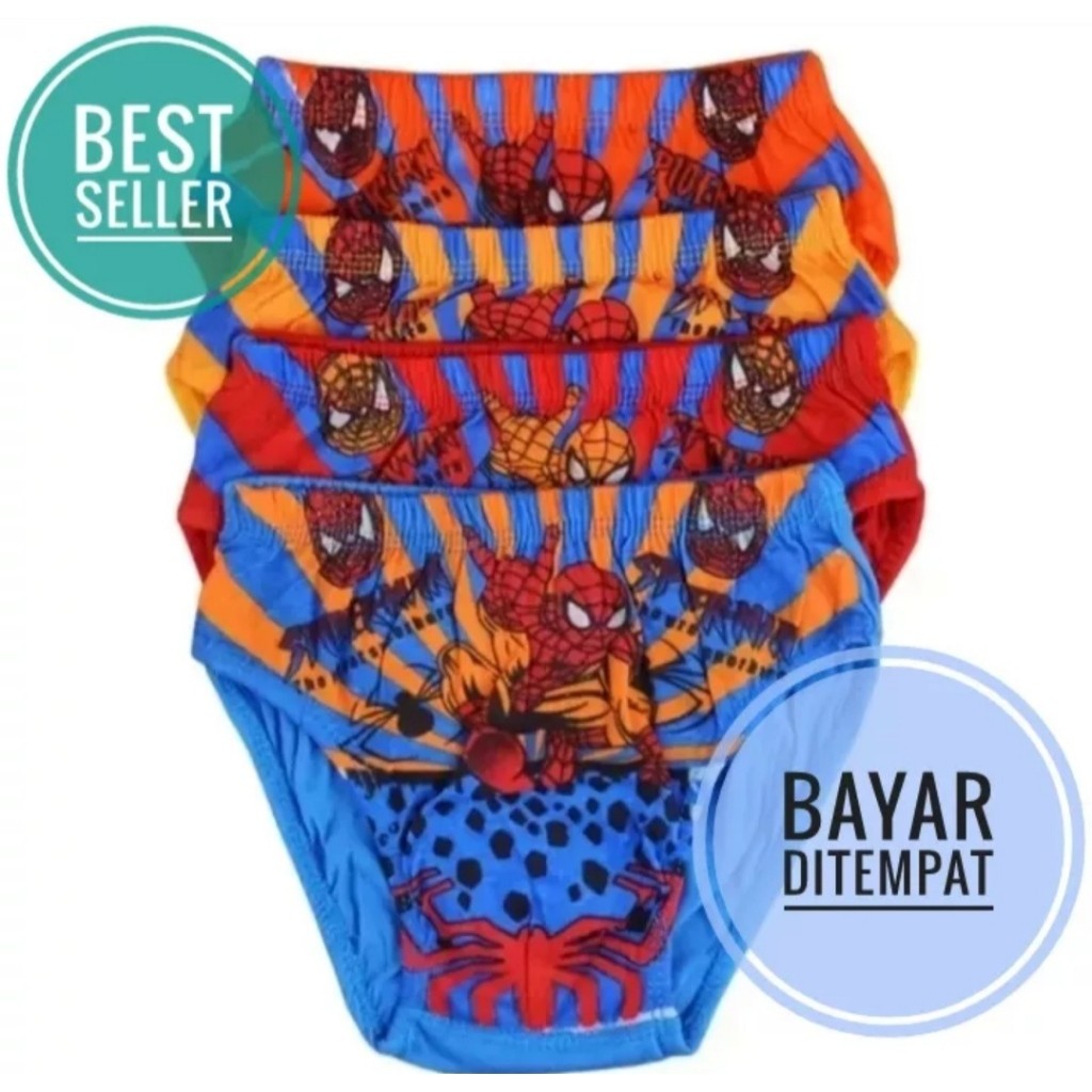 PAKET ISI 12 PCS CELANA DALAM ANAK LAKI-LAKI KARAKTER SPIDERMAN,NARUTO USIA 2-7 TAHUN CD ANAK C0WOK