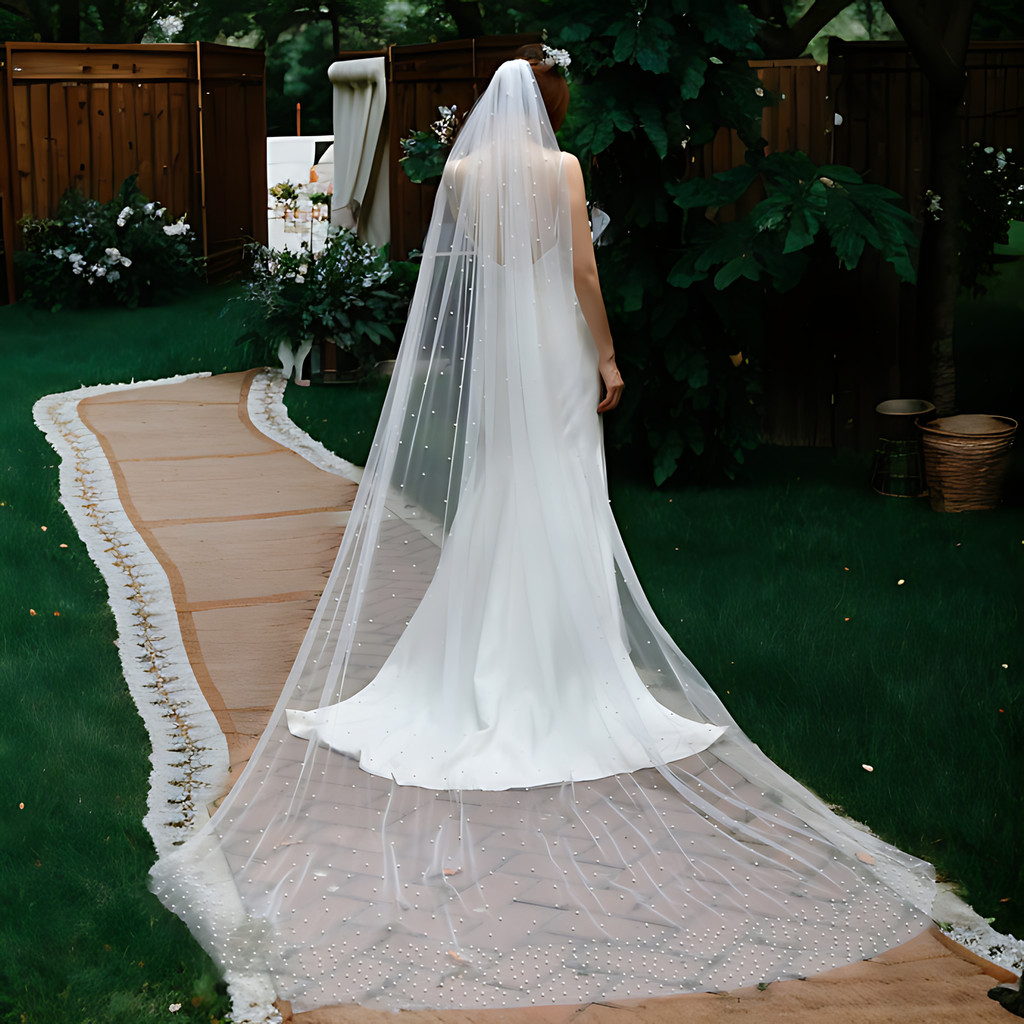 Slayer Pengantin 3M  Bridal Veil Long Pearls Wedding Veil