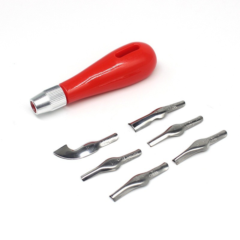 

6pcs Alat pemotong linoleum lino cutter Pisau ukir set portable multifungsi bahan ABS