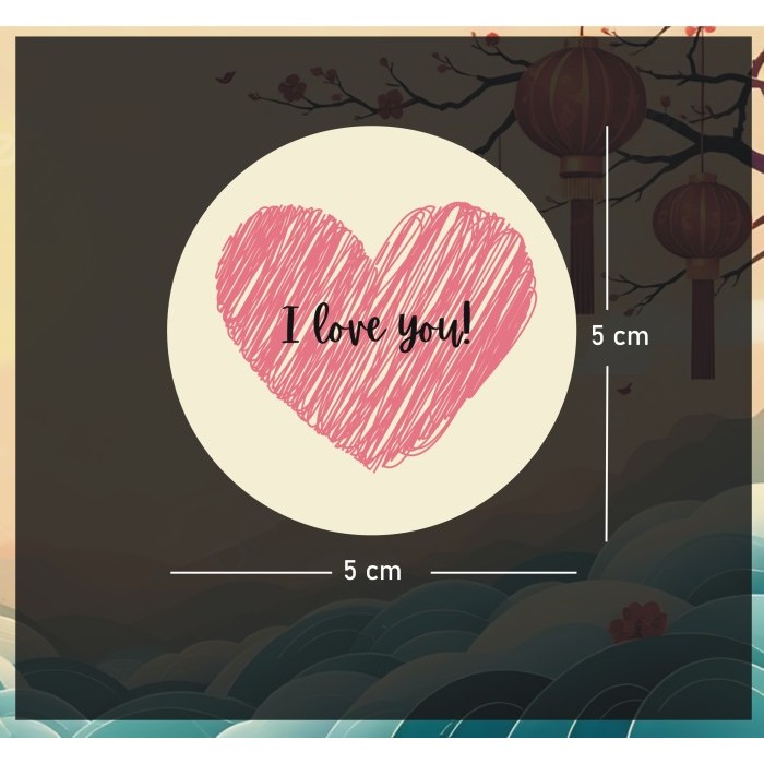 

Sticker Valentine Day Bulat 5cm Warna Pastel