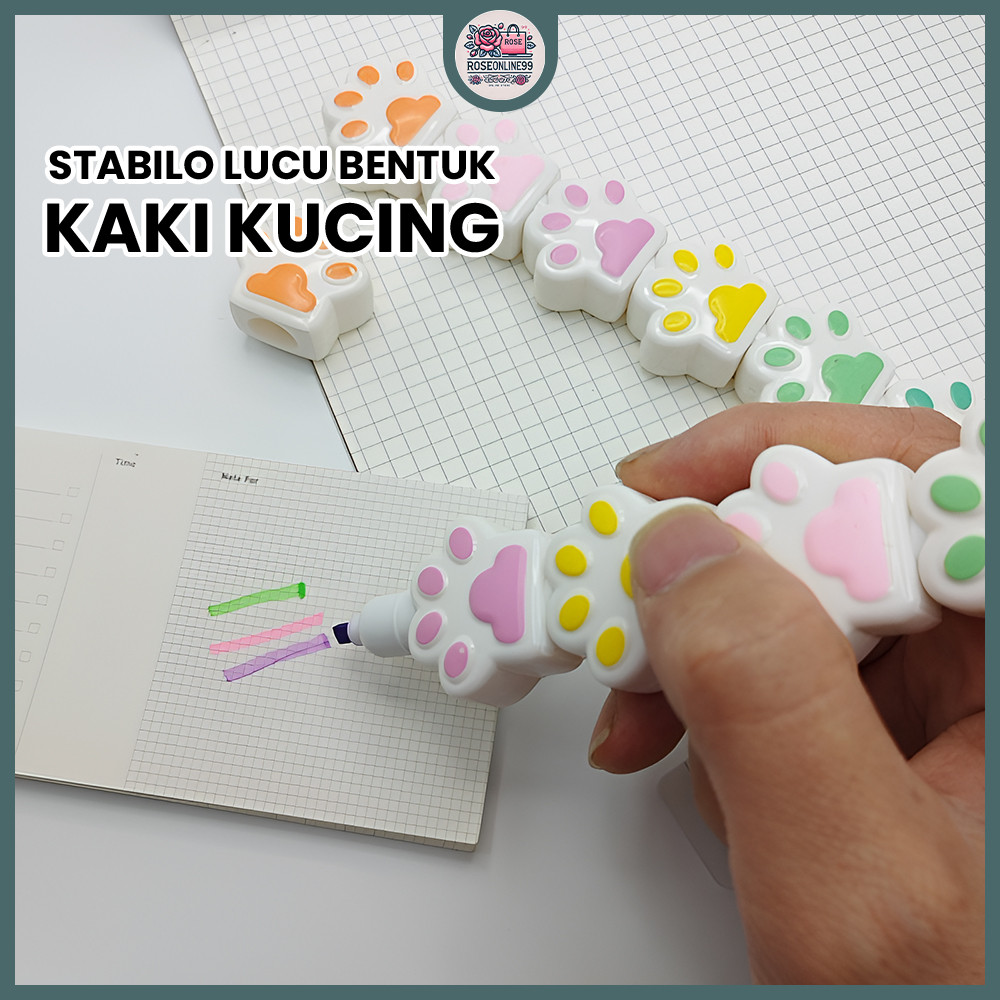 

RO Stabilo Lucu Set 5 PCS + 1 PCS Tutup Bentuk Kaki Kucing Highlighter