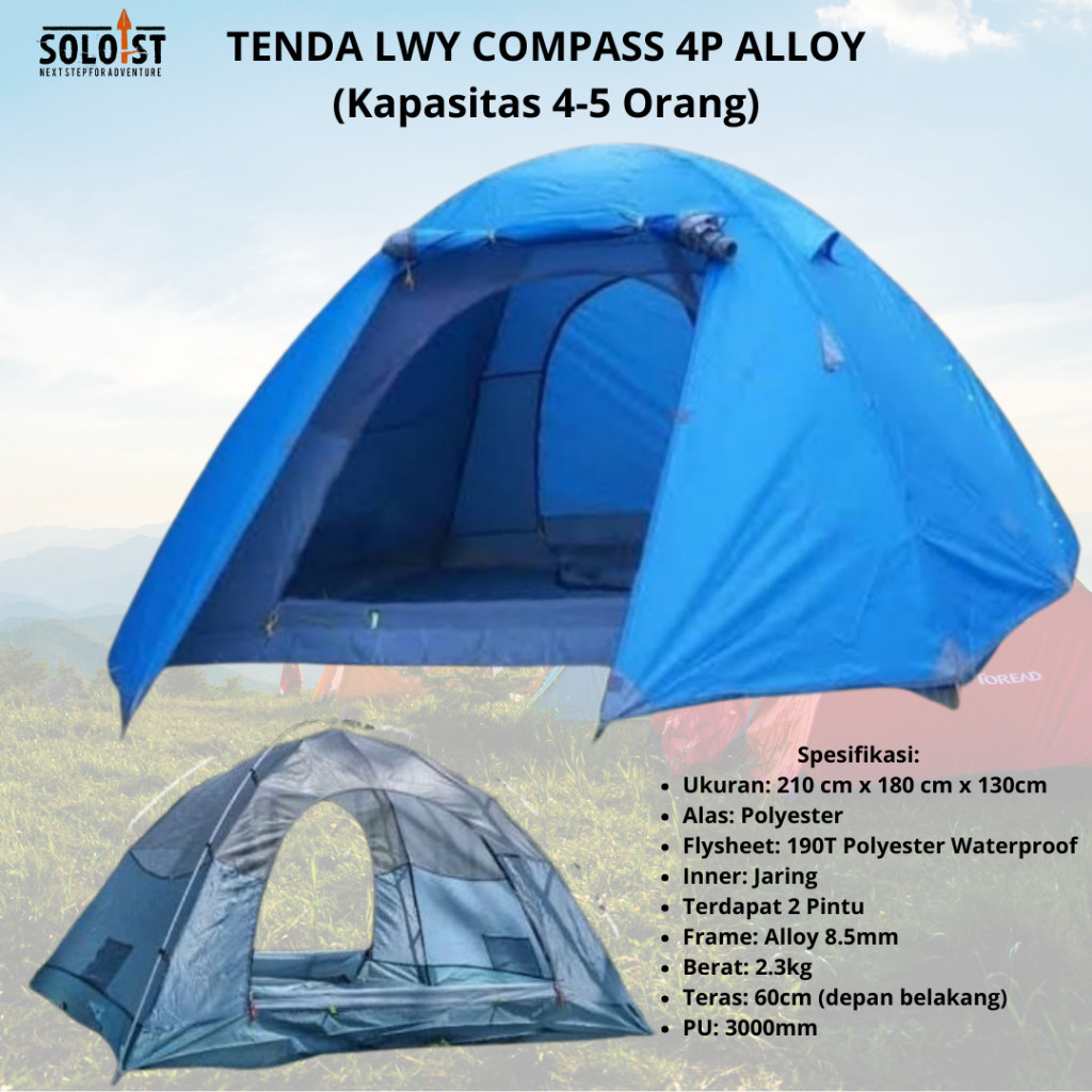 jualan/Tenda LWY Compass 4P Alloy Double Pintu | Tenda Compass Lwy Camping Gunung Kap 4 - 5 orang Fr