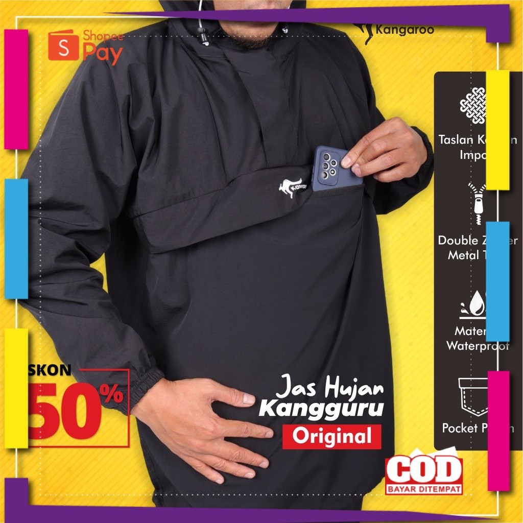 [PREMIUM BAHAN TEBAL] KANGAROO RAINCOAT jas hujan kangaroo jas hujan kangguru jas hujan pria dewasa 