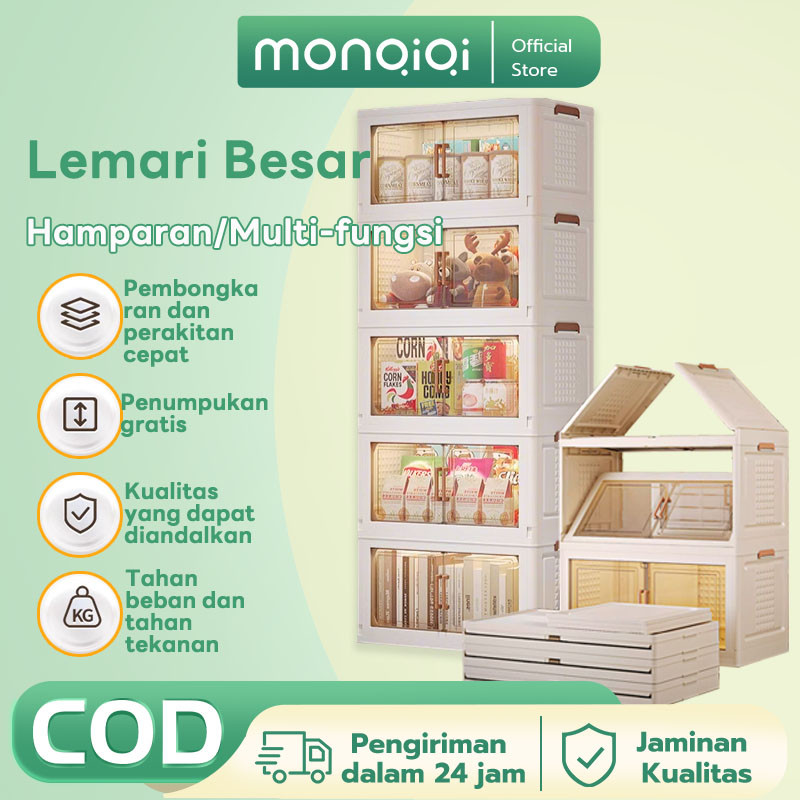 MONQIQI 6L Lemari plastik susun storage box lemari pakaian plastik kotak penyimpanan baju box penyim