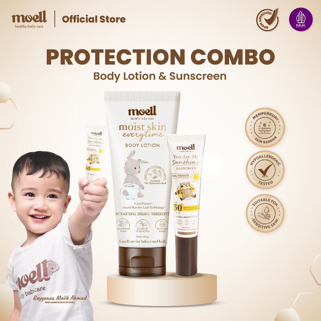 HH94SD Moell Protection Combo - Sunscreen 30gr & Body Lotion 185gr - Body Lotion With 10X Hyaluronic