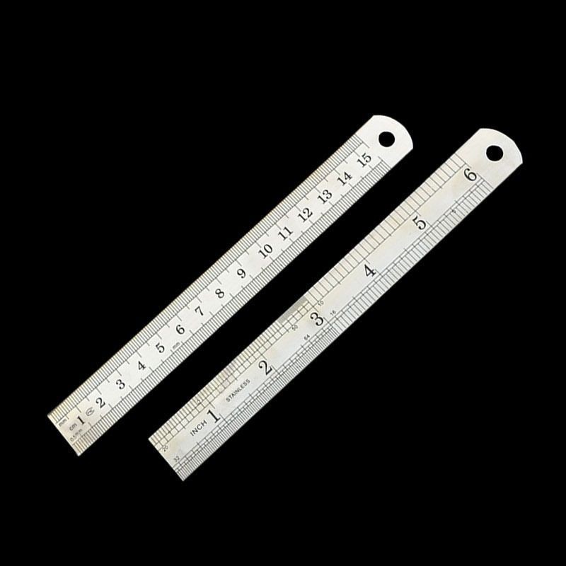 

Straight Ruler 15cm 6 inch Double Side Stainless Steel Measuring Centimeter Scale Ruler Iron Ruler Silver Stationery