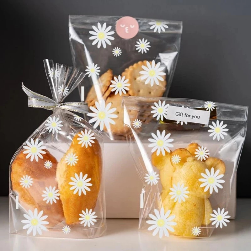 

【Ready】50/100pcs Kantong Plastik Cookies Standing Goodie Bag Daisy plastic goodie bag Plastik Souvenir Ulang Tahun