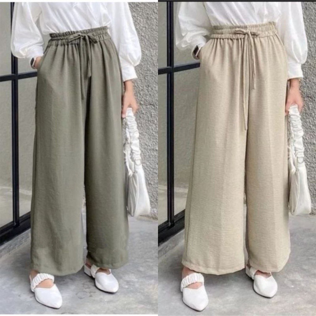 Celana Kulot Krinkle Ruby Crinkle Airflow Pants Highwaist Jumbo Premium Fashionz tbn